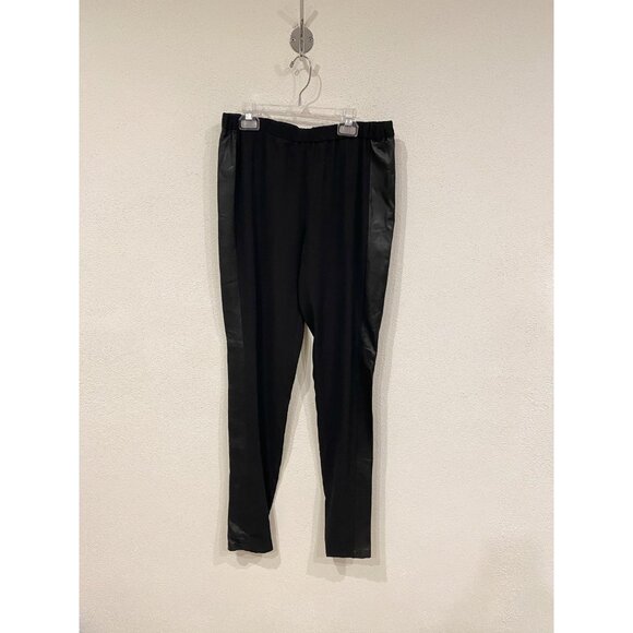 Alice + Olivia Pants Womens Medium Leather Stripe Pull On Leggings Sleek - Picture 1 of 4